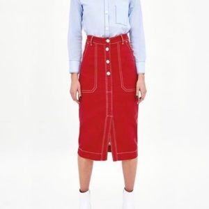 Zara denim pencil skirt